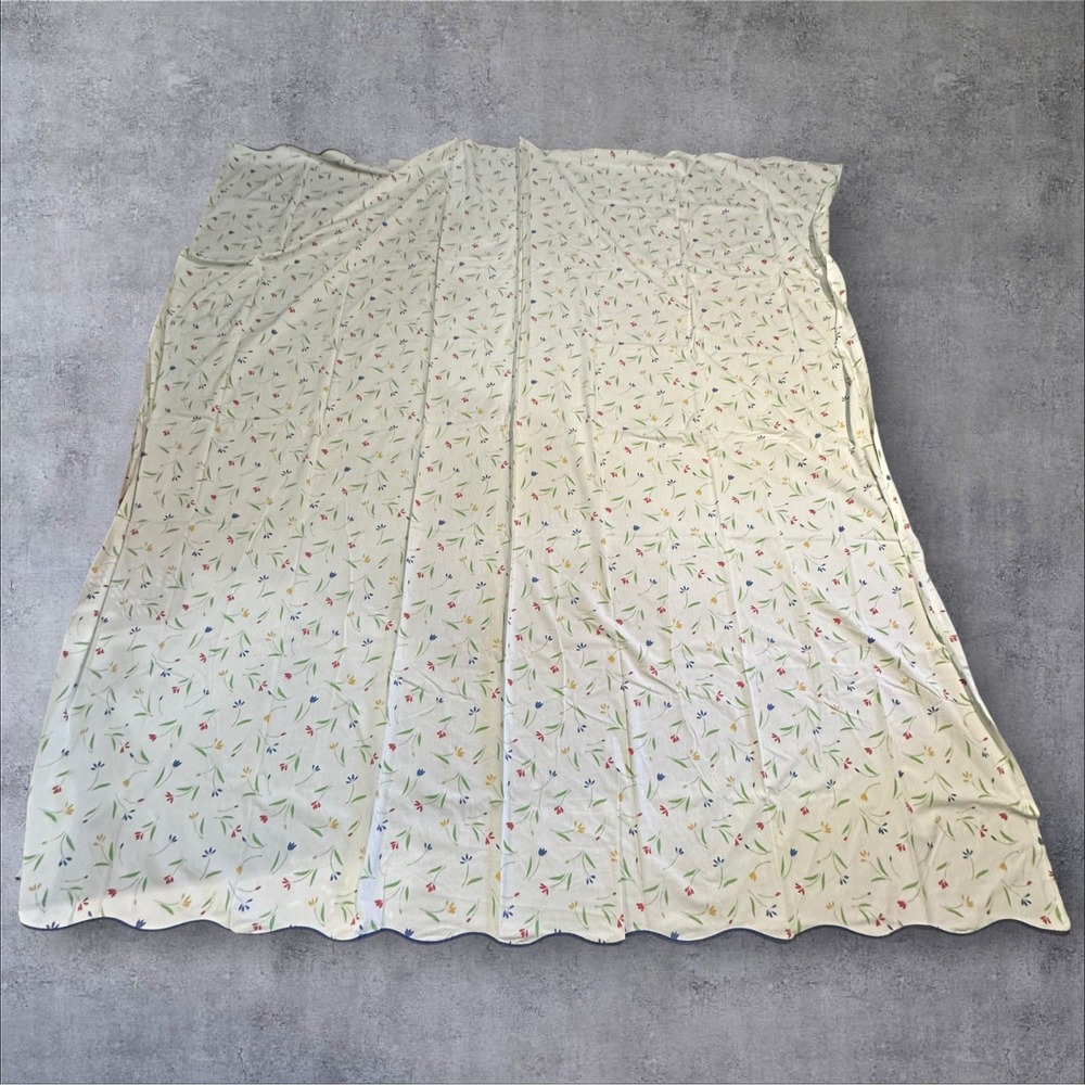 Vintage Wamsutta Sheet Set Double White Floral Scalloped Trim Tulip Cotton Blend - Picture 5 of 12